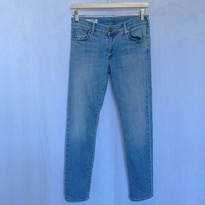 True Religion Low Rise Relaxed Skinny Jeans Women Size 25 Med Wash 90s Y2K EUC